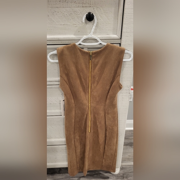 Calvin Klein Suede-Look Mini Dress in Brown - Picture 2 of 3